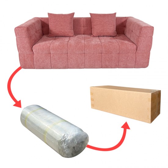 S203 pink home living room furniture cotton linen velvet fabric compressed compressible couch small packing sofa set