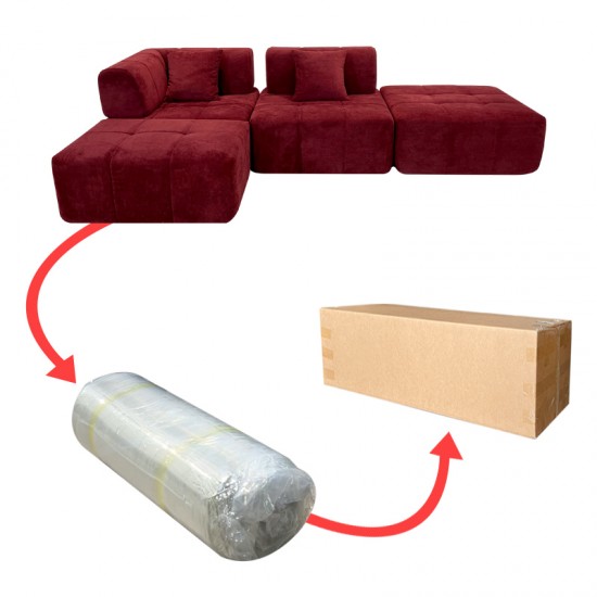 S210 wholesale compression living room furniture modern sectional modular L shape linen velvet vacuum package compressed sofa set