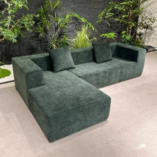 S221 green 2024 popular living room compression modern home furniture modular L shape compressed fabric velvet couch sofa set