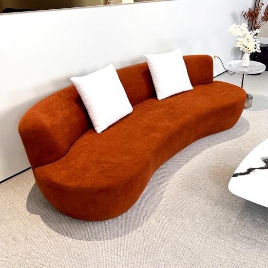 S223 Hot sale modern compressed sofa living room linen velvet fabric curved shape 3 seat couch vacuum compression sofa