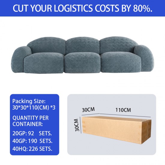 S225 Cozy Fabric Sofa Nordic Design Italian Style Fabric Sofa Retro Chesterfield couch compressed living room sofa