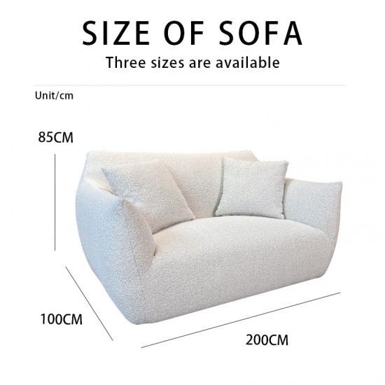 S254 Oem Factory Modern Minimalist White Teddy Fabric Cream Two Seater Beanbag Vacuum Compressed Sofa for Wholesaler
