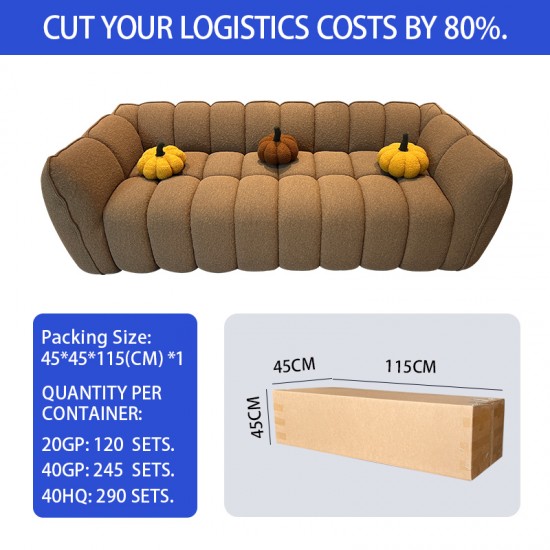 S255 High-Density Hotel & Beauty Salon Rest Area Sofa Set Compressed Pumpkin Fabric Full Sponge Cross-Border Vacuum-Compressed Box