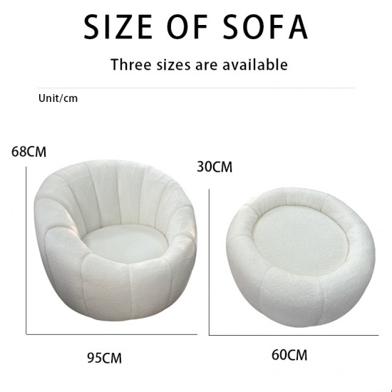 S215 Wholesale Vacuum Compressed Modern Round Foam Single Sofa Chair White Teddy Lazy Pumpkin Accent Sofa Chair