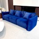 S218-3 OEM Factory Minimalist Blue Fabric 3 Seater Puffy Comfortable Boneless Couch Sponge Filling Compressed Sofa for Living Room