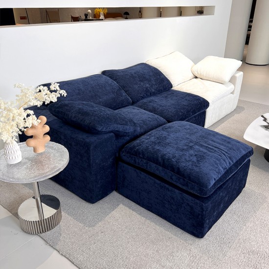 S231 Modern Overstuffed Comfortable L Shape Modular Sectional Boneless Foam Couch 3 Seater Compressed Cloud Sofa with Ottoman