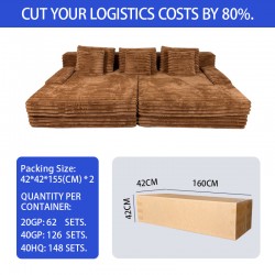 S232 OEM Factory Modern Corduroy Fabric Design Modular Sectional Boneless Couch Vacuum Compressed Sofa with Ottoman